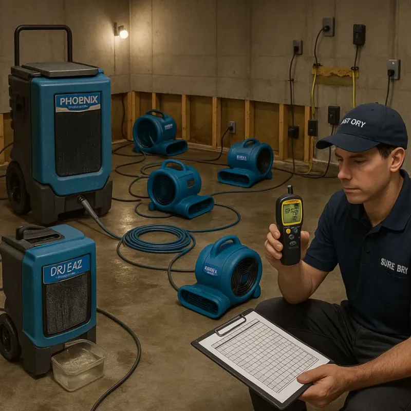 Structural Drying and Dehumidification process in Plandome, NY